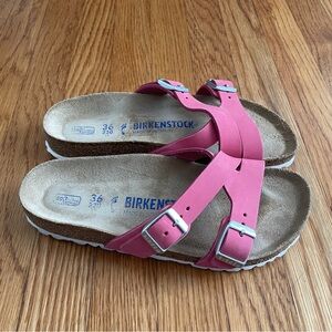 Birkenstock Pink Sandals with Silver Buckles